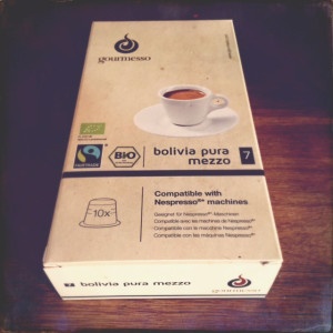 Gourmesso's Bolivia Pura Mezzo coffee capsule box